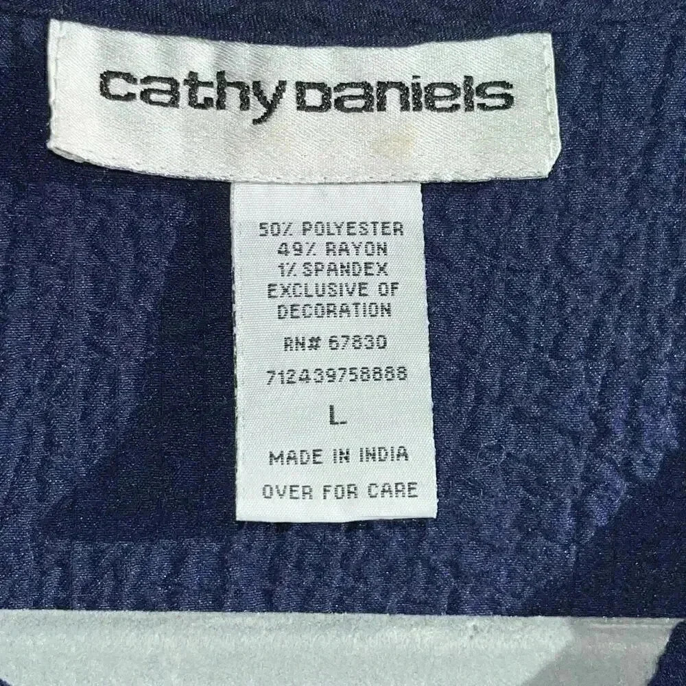 Cathy Daniel’s Women’s Elegant Navy Short Sleeve Embroidered Sequin Collar Large - Picture 5 of 6